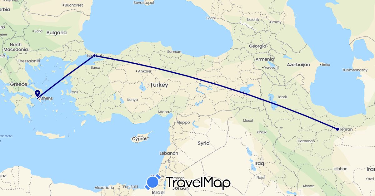 TravelMap itinerary: driving in Greece, Iran, Turkey (Asia, Europe)